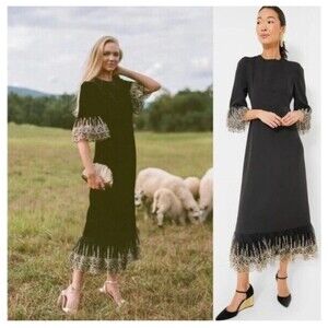 POMANDER PLACE Lillith Gold Lace Maxi Dress Size XL Black NEW Velvet Formal